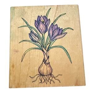 Rubber Stampede Purple Saffron Flower Large Rubber Stamp